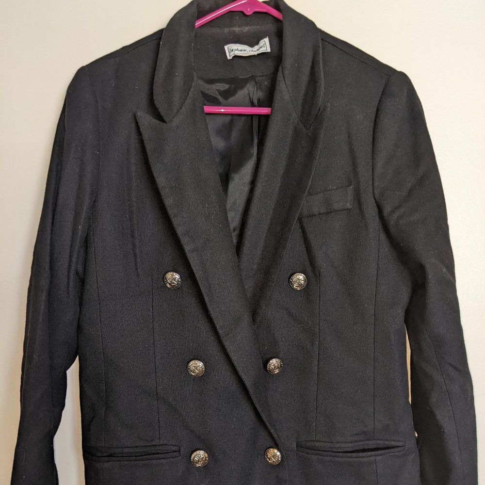 Stephanie Andrews double breasted blazer black women's medium